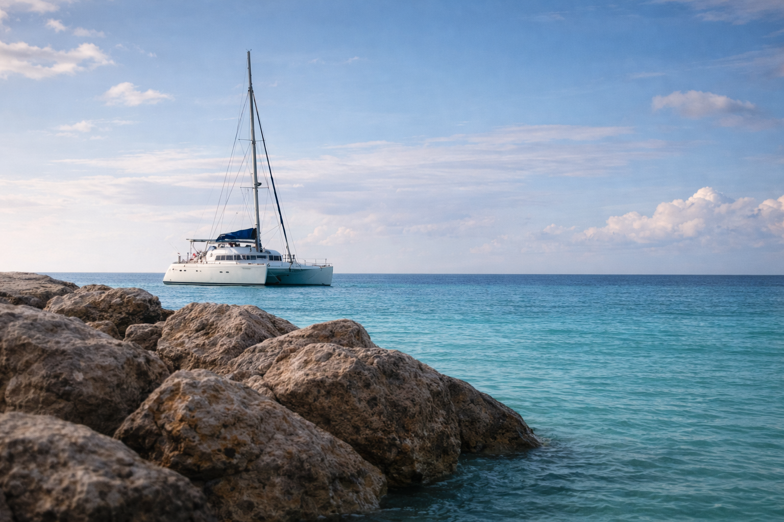 Catamaran sailing in the Exumas