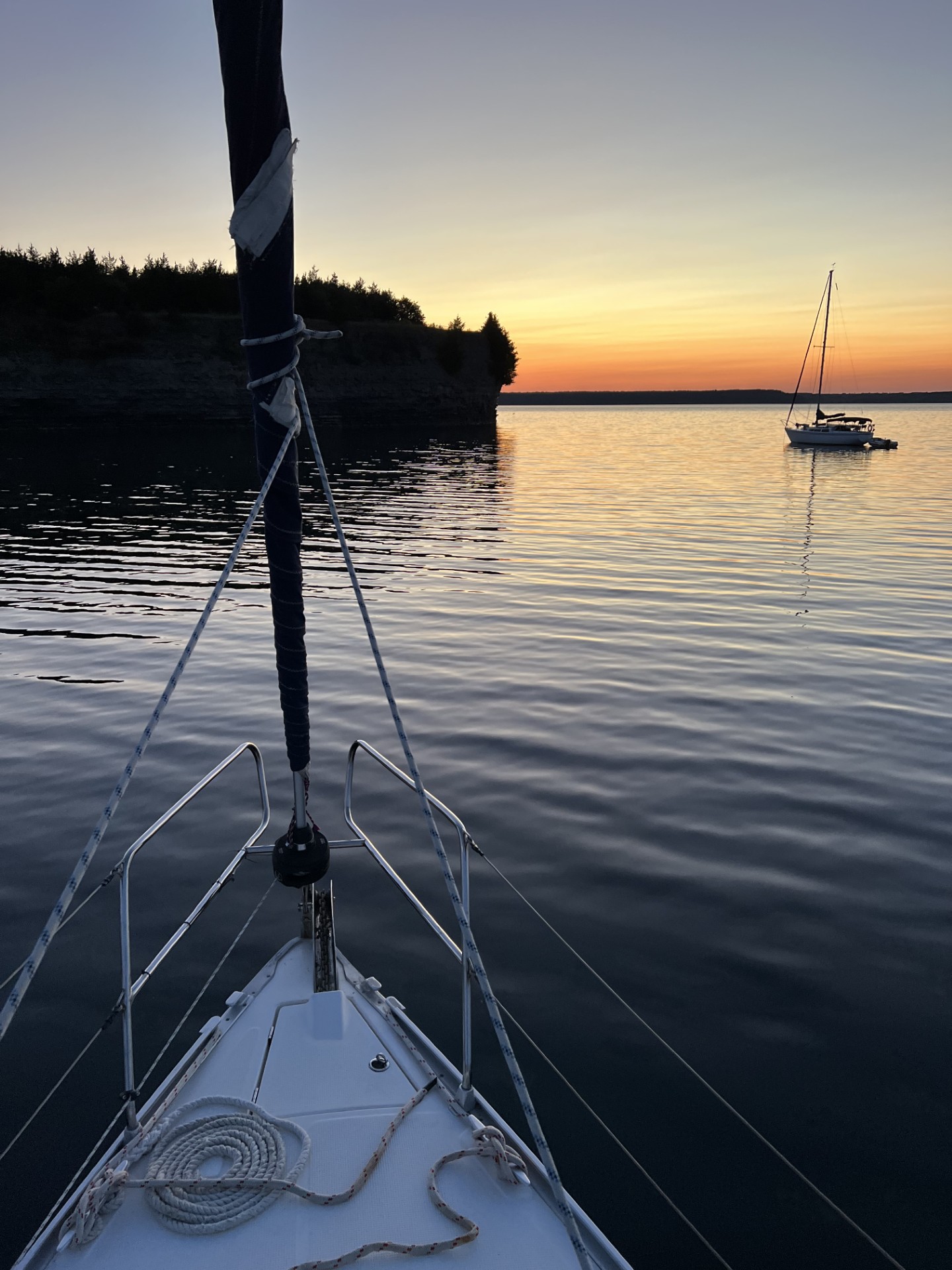 Sweetwater at anchor, sunset in Prince Edward County